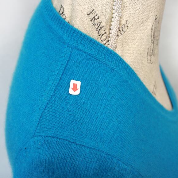 Macy's Charter Club 2-Ply 100% Cashmere Blue Pullover Sweater Petite Medium - Picture 5 of 10